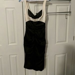 Xscape Black and Cream Cocktail Dress - Size 4
